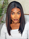 Kisslove Hair Brown Highlight Yaki Straight Short Bob Wig Silky Press 13x4 Lace Frontal Bob Wigs
