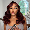 Dark Red Hair Burgundy Colored Wig 3D Body Wave 13x4 Lace Frontal Human Hair Wigs - KissLove Hair