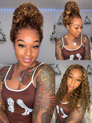 Kisslove Pre-bleached Knots Water Wave Highlight 360 Lace Wig With Invisi-Drawstring Cap - Kisslove Hair
