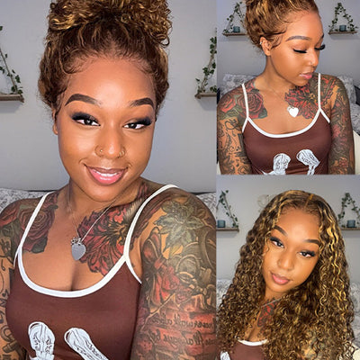 Kisslove Pre-bleached Knots Water Wave Highlight 360 Lace Wig With Invisi-Drawstring Cap - Kisslove Hair