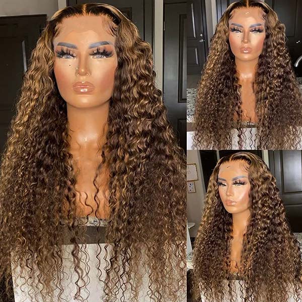 BOGO KissLove Ombre Highlight T Part 6x6x1.5 Lace Front Wig Body Wave Jerry Curl Hair