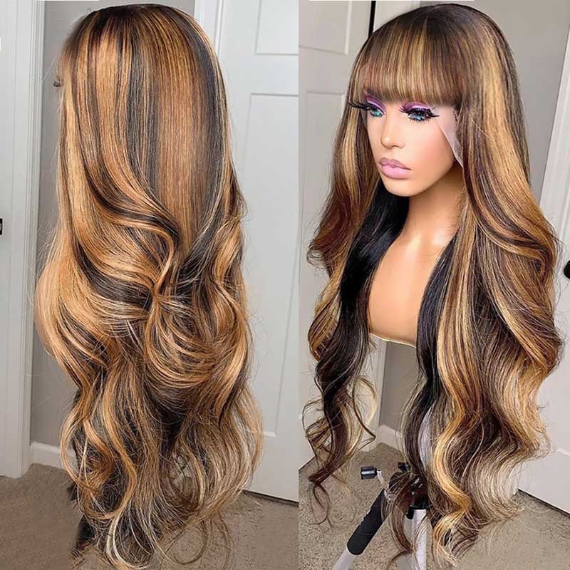 Dynamic Human Hair Wigs With Bangs And Highlights Capture in HD Dynamic Human Hair Wigs With Bangs And Highlights Capture in HD