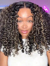 Kisslove Hair Honey Blonde Highlights On Black Hair 7x5 Glueless Kinky Curly Lace Frontal Wig