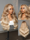 Glueless Ombre Warm Brown To Blonde Balayage Bouncy Body Wave Wig 6x4.5 Lace Wig