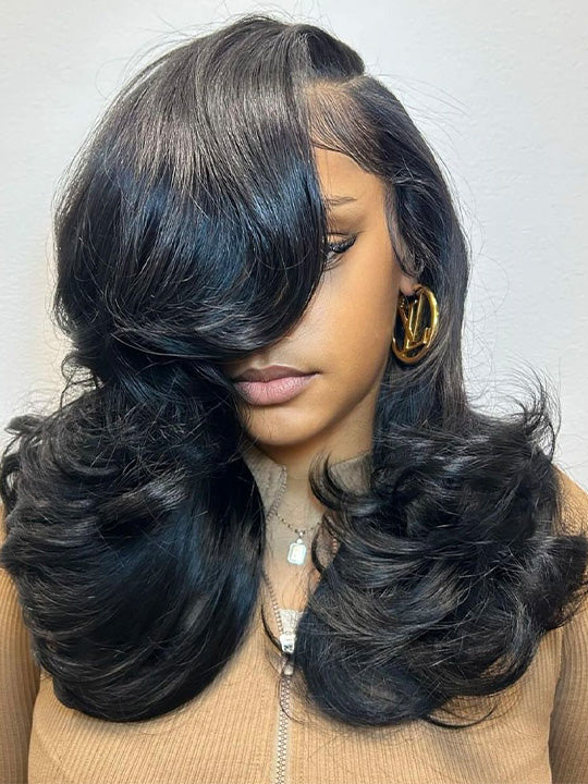Pre Styled Efortless Chic Layer 13X6 Full Lace Frontal Wig High Density Peacock Curls Glueless Ready to Wear Wig