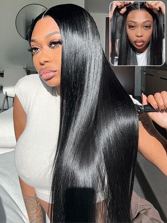 Bone Straight Hair 13x6 Full Lace Frontal Wig Bye Bye Knots Glueless Human Hair Wigs - KissLove Hair