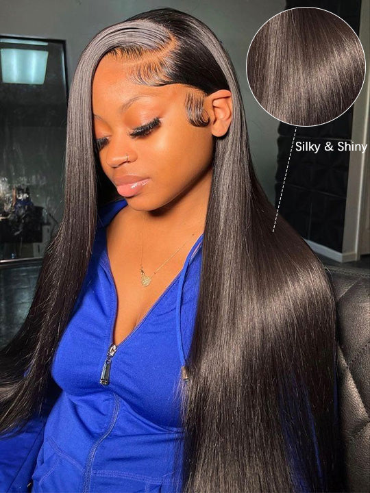 [Wear & Go] Pre Styled Side Part Straight Hair 6x4.5 Glueless Lace Wig Pre Everything Beginner Friendly Lace Wig - Kisslove Hair