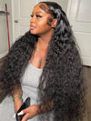 Water Wave HD Lace Frontal Wig Pre Plucked Ear to Ear 13x4 Lace Frontal Long Human Hair Wigs - KissLove Hair