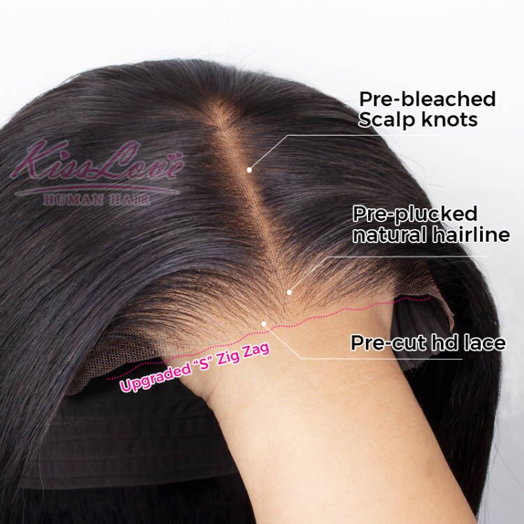[Wear & Go] Bob Wig Pre-Cut Lace Wigs Bleached Knots With Elastic Band