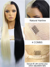 Cruella Half 613 Blonde Half Black Hair Wig Straight 4x4/13x4/13x6 Lace Human Hair Wigs - KissLove Hair