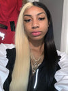 Cruella Half 613 Blonde Half Black Hair Wig Straight 4x4/13x4/13x6 Lace Human Hair Wigs - KissLove Hair
