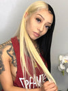 Cruella Half 613 Blonde Half Black Hair Wig Straight 4x4/13x4/13x6 Lace Human Hair Wigs - KissLove Hair