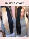Cruella Half 613 Blonde Half Black Hair Wig Straight 4x4/13x4/13x6 Lace Human Hair Wigs - KissLove Hair