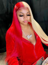 Half 613 Blonde Half Red Hair Bone Straight 5x5/13x4 Lace Human Hair Wigs 180% Density - KissLove Hair