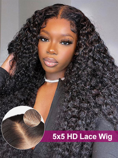 Double Drawn 5*5 HD Lace Wigs Deep Wave 14A Brazilian Virgin Human Hair Closure Wig - Kisslove Hair