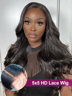 5*5 HD Lace Wigs Body Wave Glueless Wig 14A Brazilian Virgin Human Hair - Kisslove Hair