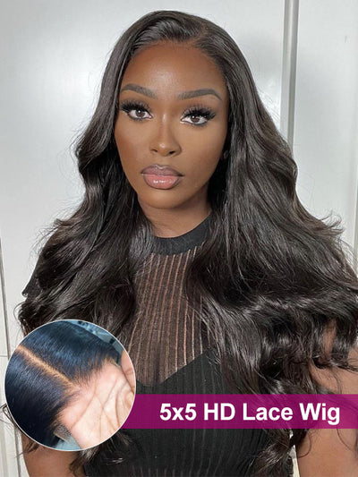 5*5 HD Lace Wigs Body Wave Glueless Wig 14A Brazilian Virgin Human Hair - Kisslove Hair