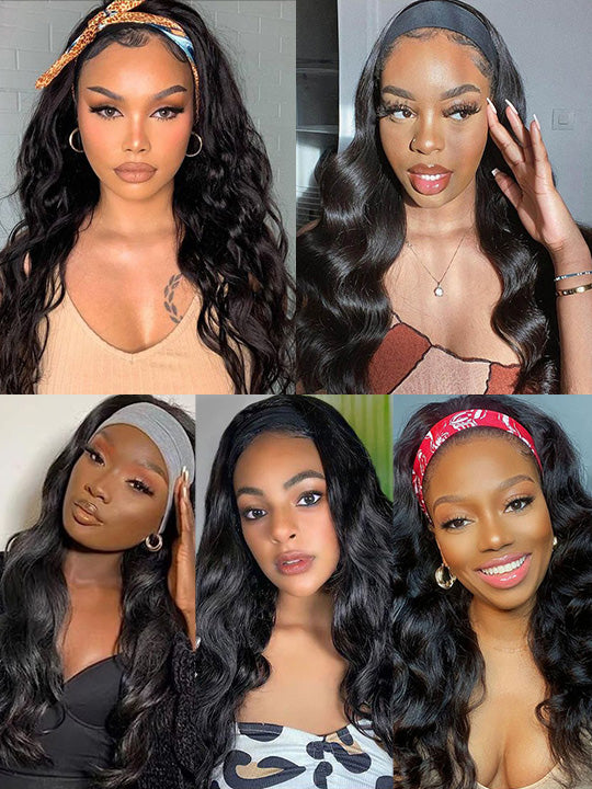 Headband Wig Body Wave Gluless 10A Virgin Humam Hair Wigs - KissLove Hair
