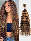 Highlight Brown Bulk Hair For Braiding Human Hair Deep Wave Braids Human Hair Extension No Weft