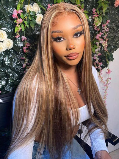 P4/27 Highlight Wig Brazilian Straight Human Hair 4x4 13x4 13x6 HD Lace Wigs - KissLove Hair