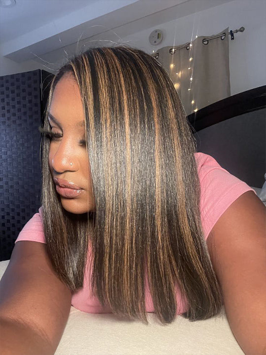 1B/30 Highlight Wig Brazilian Straight Hair Ombre 4x4/13x4/13x6 Transparent Lace Wigs - KissLove Hair