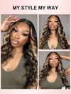 Honey Blonde Highlight 3D Body Wave 13x6 Lace Frontal Wig Bleached Knots 100% Human Hair Wear and Go Wigs