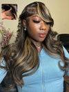 Honey Blonde Highlight 3D Body Wave 13x6 Lace Frontal Wig Bleached Knots 100% Human Hair Wear and Go Wigs