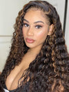 Bleached Knots Highlight Wig Deep Wave 13x4 HD Lace Frontal Virgin Human Hair Wigs - KissLove Hair