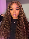 Bleached Knots Highlight Wig Deep Wave 13x4 HD Lace Frontal Virgin Human Hair Wigs - KissLove Hair