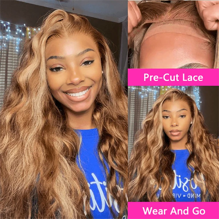 [Offre Flash] Highlight Mix Color Body Wave 5x5 13x4 13x6 Perruques en dentelle pré-épilées