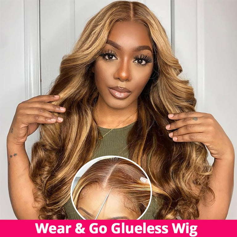 [Offre Flash] Highlight Mix Color Body Wave 5x5 13x4 13x6 Perruques en dentelle pré-épilées