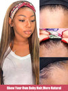 Honey Blonde Highlight Straight Hair Headband Wigs Beginner Friendly Glueless Human Hair Wigs - KissLove Hair
