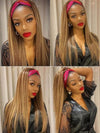 Honey Blonde Highlight Straight Hair Headband Wigs Beginner Friendly Glueless Human Hair Wigs - KissLove Hair