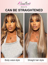 Highlight Wig With Bangs 3D Body Wave Full Machine Made Glueless Human Hair Wigs - KissLove Hair