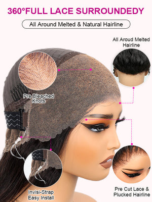 BOGO Invisi-Drawstring Kinky Curly Hair 360 Lace Wig Glueless Pre Everything Lace Wigs - KissLove Hair