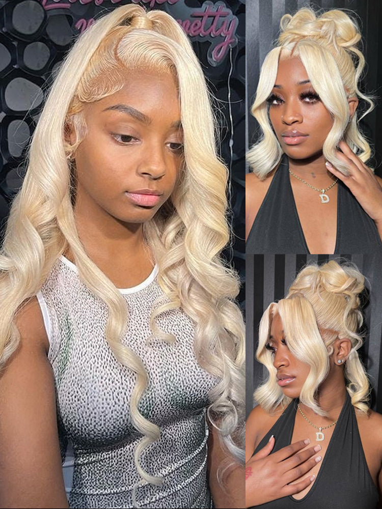 Kisslove 613 Blonde Hair Invisi-Drawstring Snug Fit 360 Lace Wig Body Wave Glueless Lace Wigs for Women