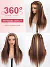 KissLove Honey Blonde Highlights 360 Lace Wig Kinky Straight Hair with Glueless Invisi-Drawstring Cap