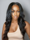 Kisslove Pre Plucked Yaki Body Wave Wig Snug Fit Invisi-Drawstring 360 Lace Wig with Newborn Hairline