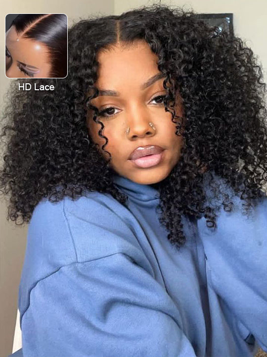 Curly Short Bob Wigs 13x4 HD Lace Front Human Hair Wigs - KissLove Hair