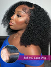 Double Drawn Kinky Curly Glueless 5x5 HD Lace Closure Wig Brazilian Human Hair Wigs - KissLove Hair