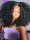 Double Drawn Kinky Curly Glueless 5x5 HD Lace Closure Wig Brazilian Human Hair Wigs - KissLove Hair