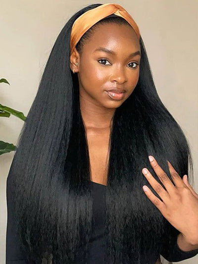 Kinky Straight Glueless Headband Wig Grade 14A Virgin Human Hair Wigs - KissLove Hair