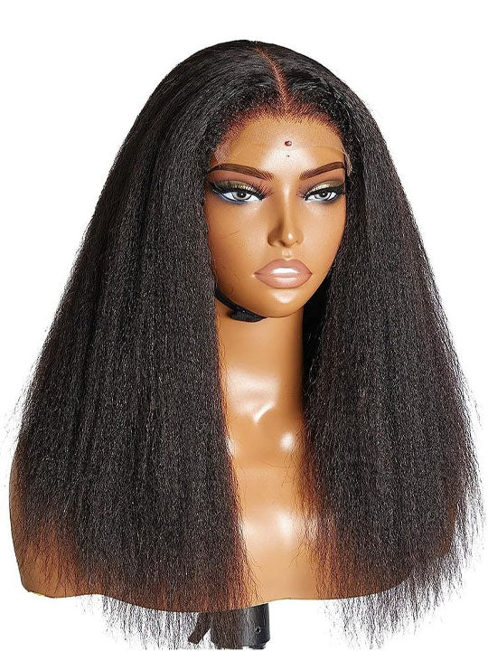 [Flash Deal] 4C Kinky Edges Invi-Drawstring Snug Fit 360 Lace Frontal Wig Natural Hairline Hat Wig