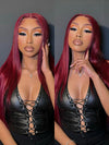 Layered Wig Straight Hair 99J Burgundy Full 13x6 Lace Frontal Human Hair Wigs - KissLove Hair