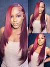 Layered Wig Straight Hair 99J Burgundy Full 13x6 Lace Frontal Human Hair Wigs - KissLove Hair