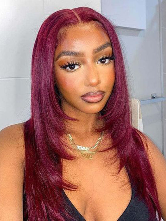Burgundy wig 99J Body Wave Wigs Dark Burgundy Human Hair Wigs 5x5 HD Lace  main image 3
