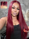 Layered Wig Straight Hair 99J Burgundy Full 13x6 Lace Frontal Human Hair Wigs - KissLove Hair