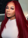 Layered Wig Straight Hair 99J Burgundy Full 13x6 Lace Frontal Human Hair Wigs - KissLove Hair