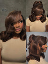 Layered Chocolate Brown Wig With Curtain Bangs 3D Body Wave 5x5 13x4 Lace Wigs
