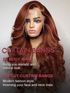 Layered Reddish Brown Wig With Curtain Bangs 3D Body Wave 5x5 13x4 Lace Front Wigs